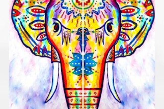 Paint Nite: Rainbow the Boho Elephant Partner Painting